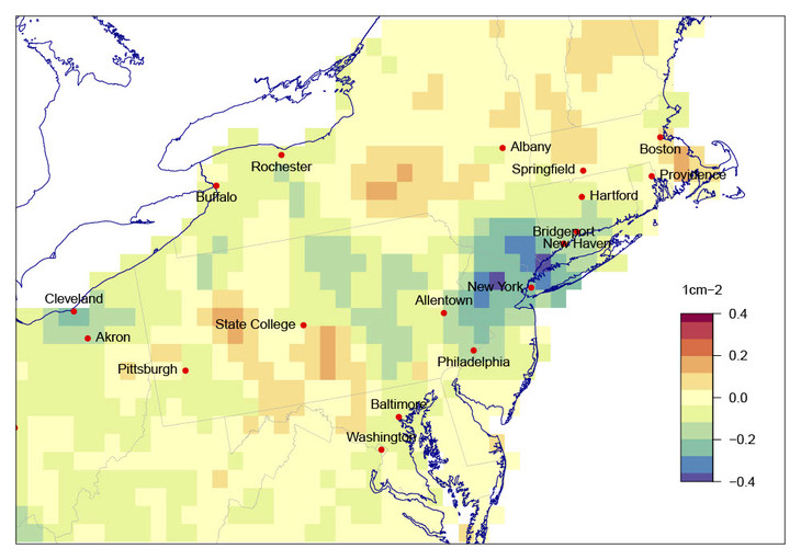 nitrogen dioxide concentrations in US 2020